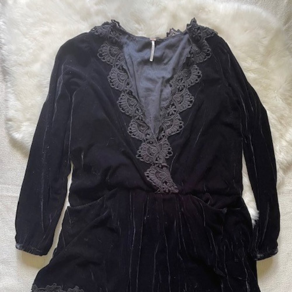 Free People Black Velvet Dress